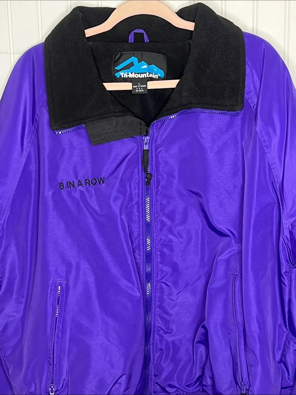 Purple Bomber Jacket with Vintage Car Embroidery